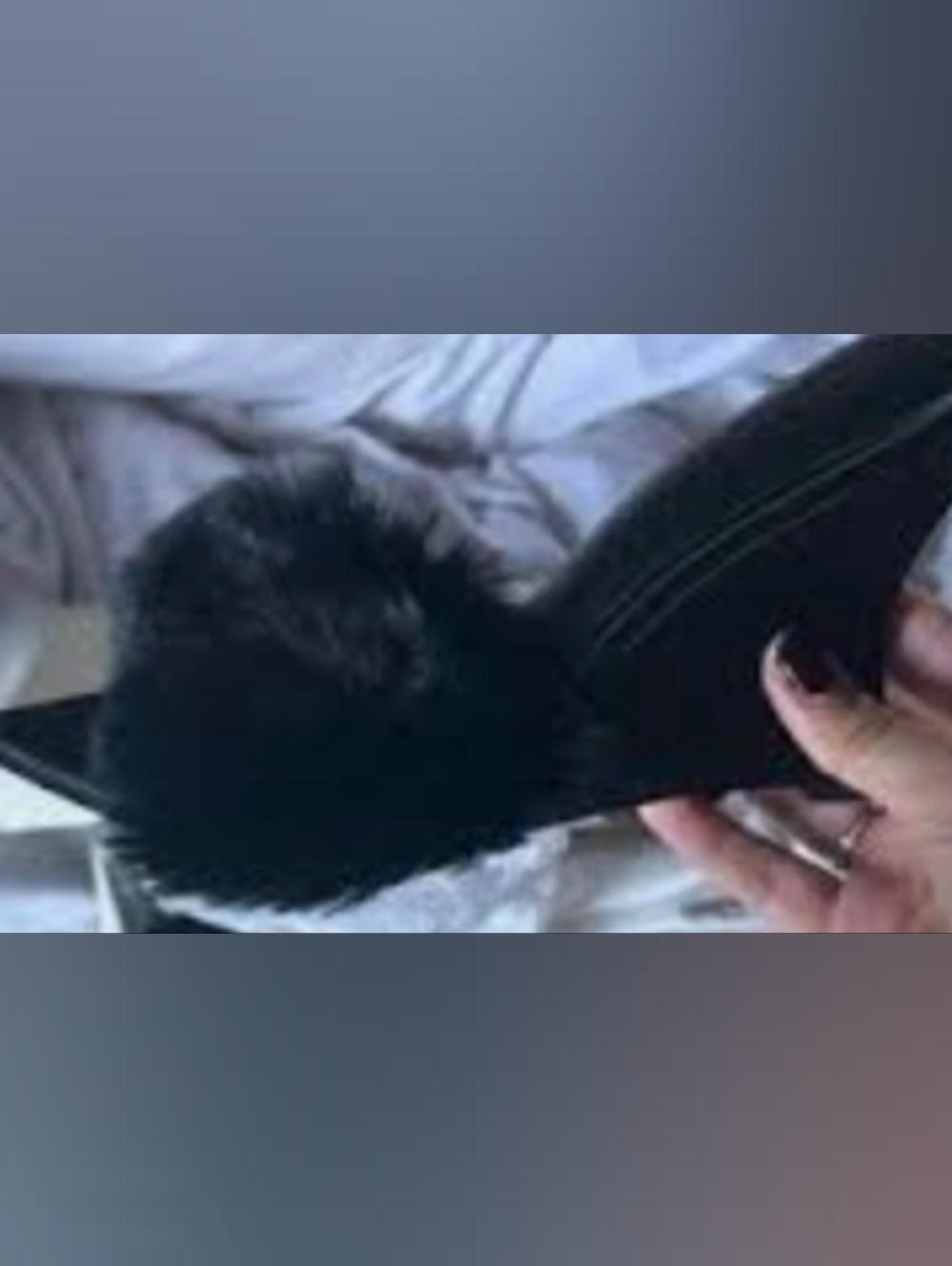 Good American Black Faux Fur Pom Slide Mules Wedge Sandals 6.5